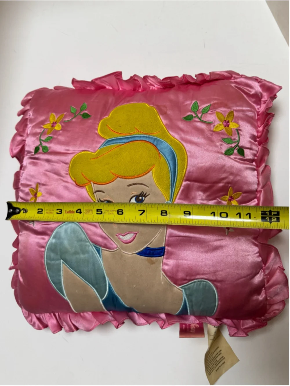 Disney Girls Cinderella Accent Pillow 12” x 12” Pink & Yellow